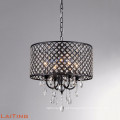 Lustre de cristal pingente de luz com cristal frisado tambor sombra 71143